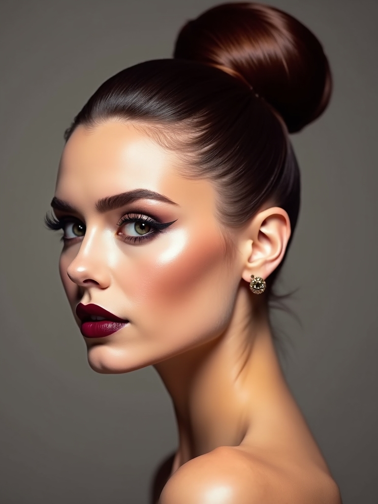 sleek bun with glam accessories
