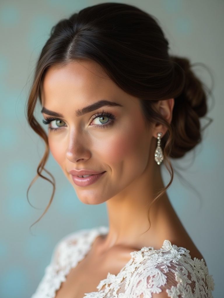 sleek chignon enhances elegance