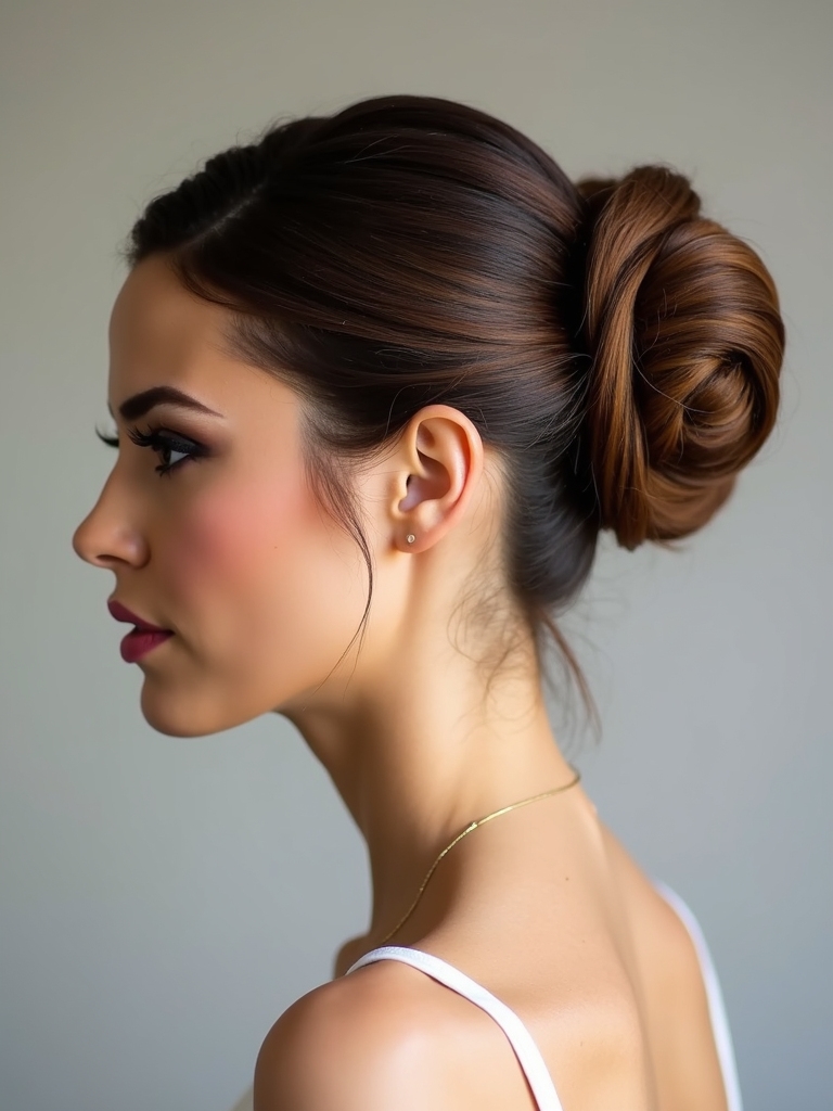 sleek chignon with subtle elegance
