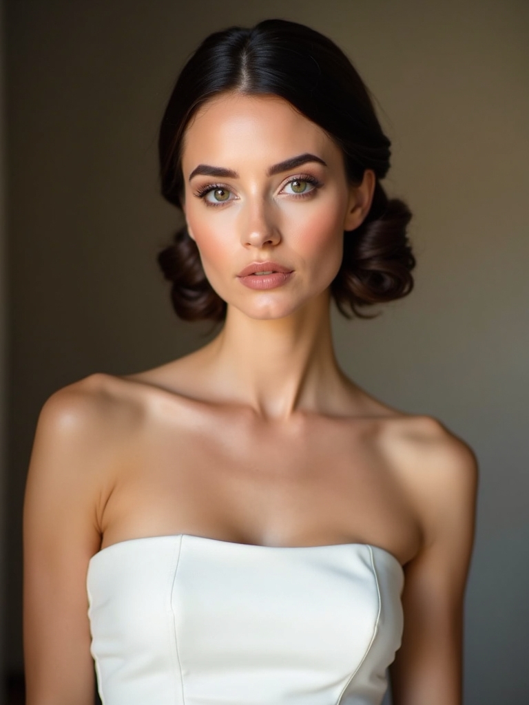 sleek chignons enhance shoulders