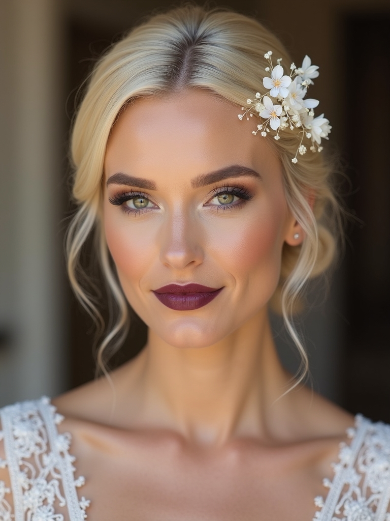 sleek floral pin placement
