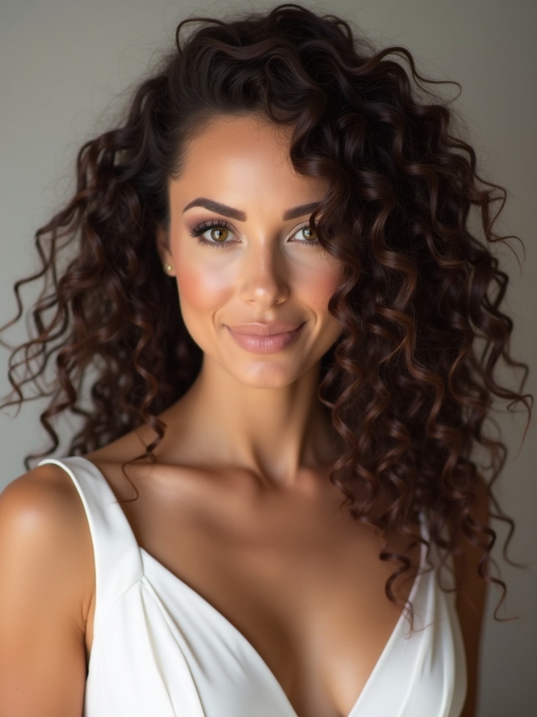 sleek glossy controlled curls
