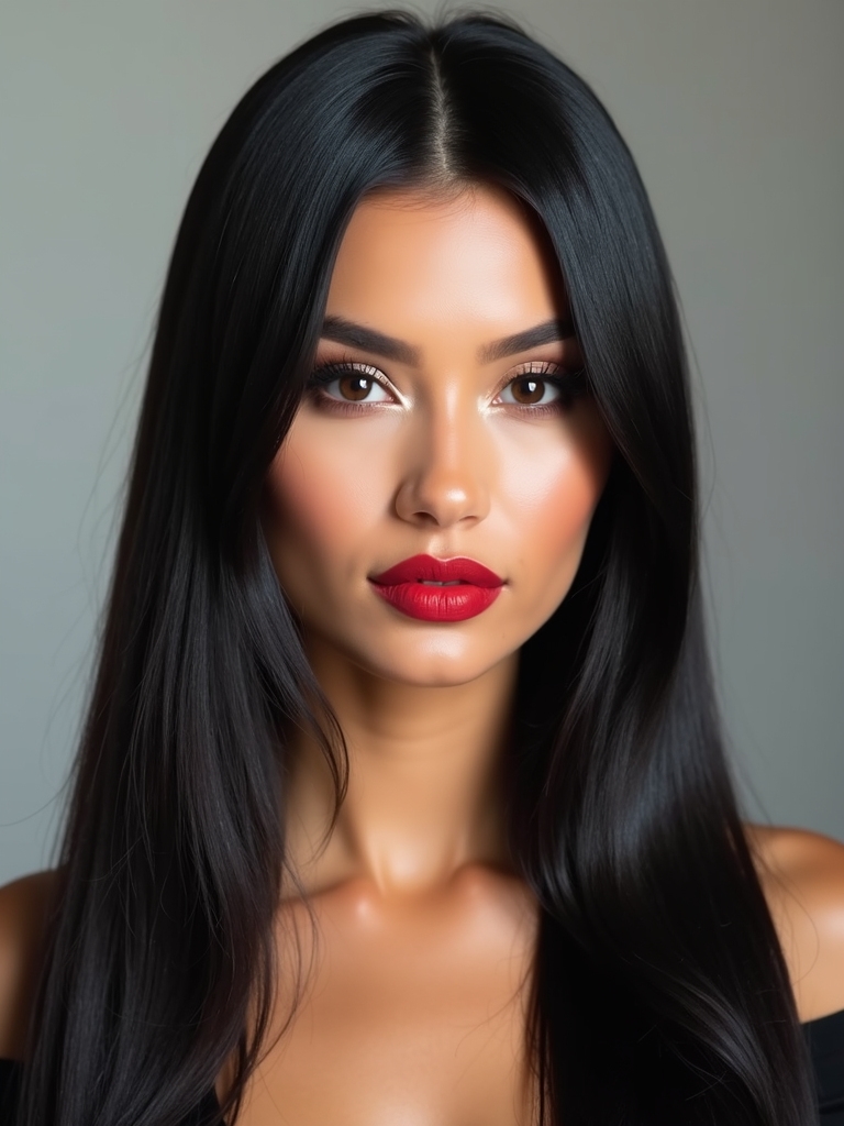 sleek hair enhances elegance