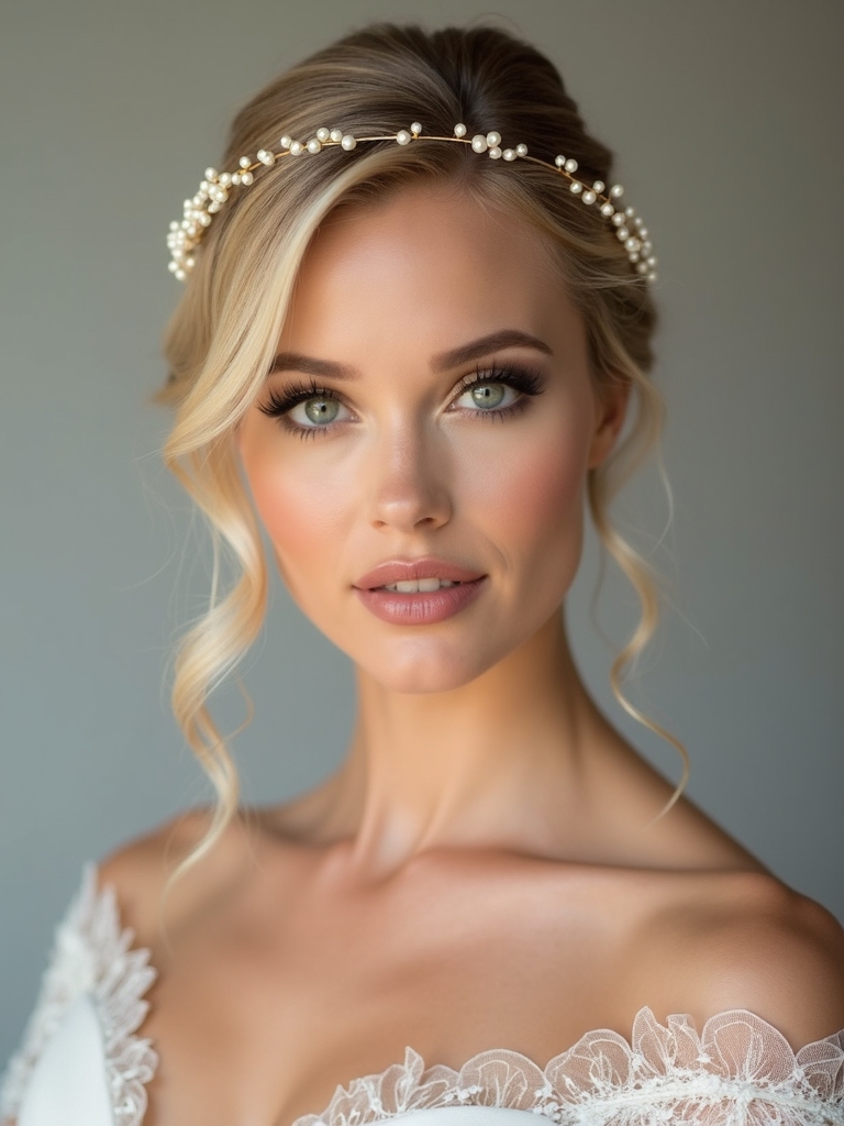 sleek half up bridal hairstyle