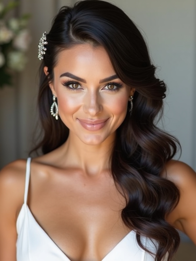 sleek half up half down elegance