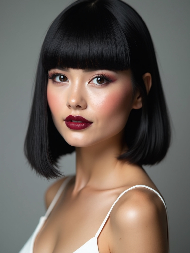sleek modern blunt bend lob