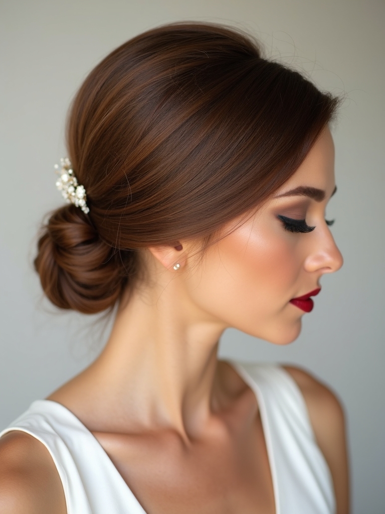 sleek modern bridal bun