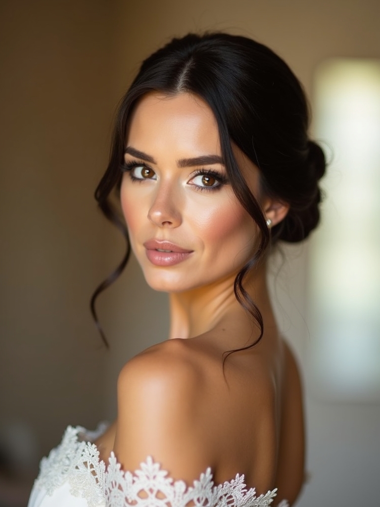 sleek modern low ponytail