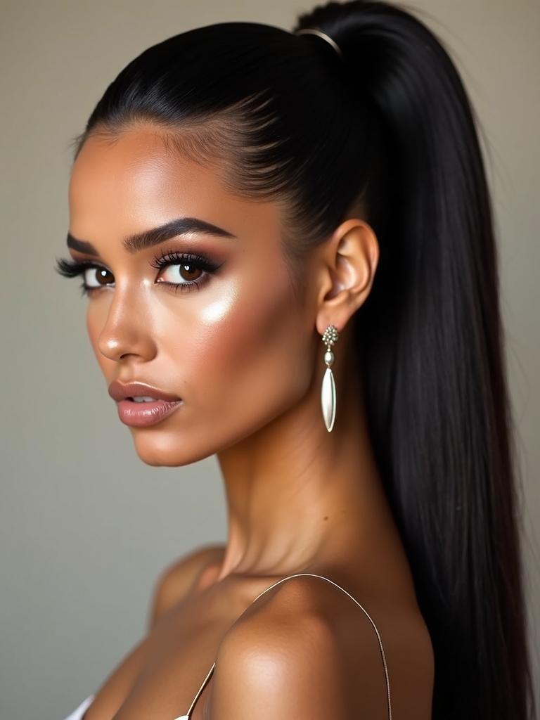 sleek polished high ponytail