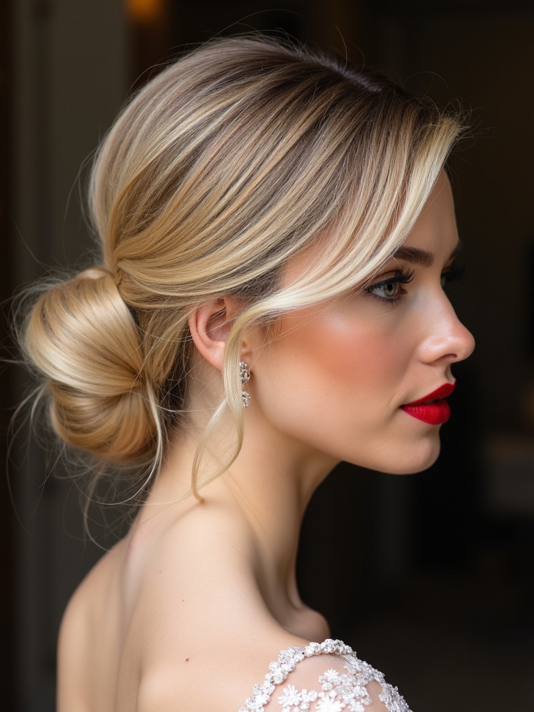 sleek polished low bun