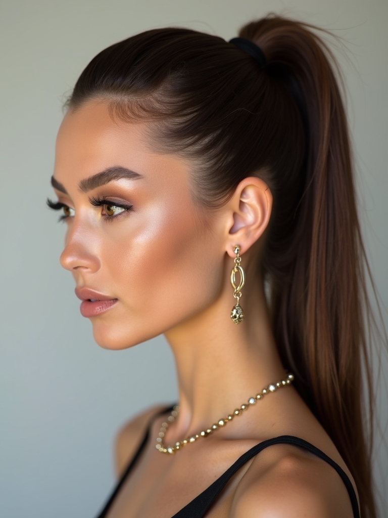 sleek polished modern ponytail