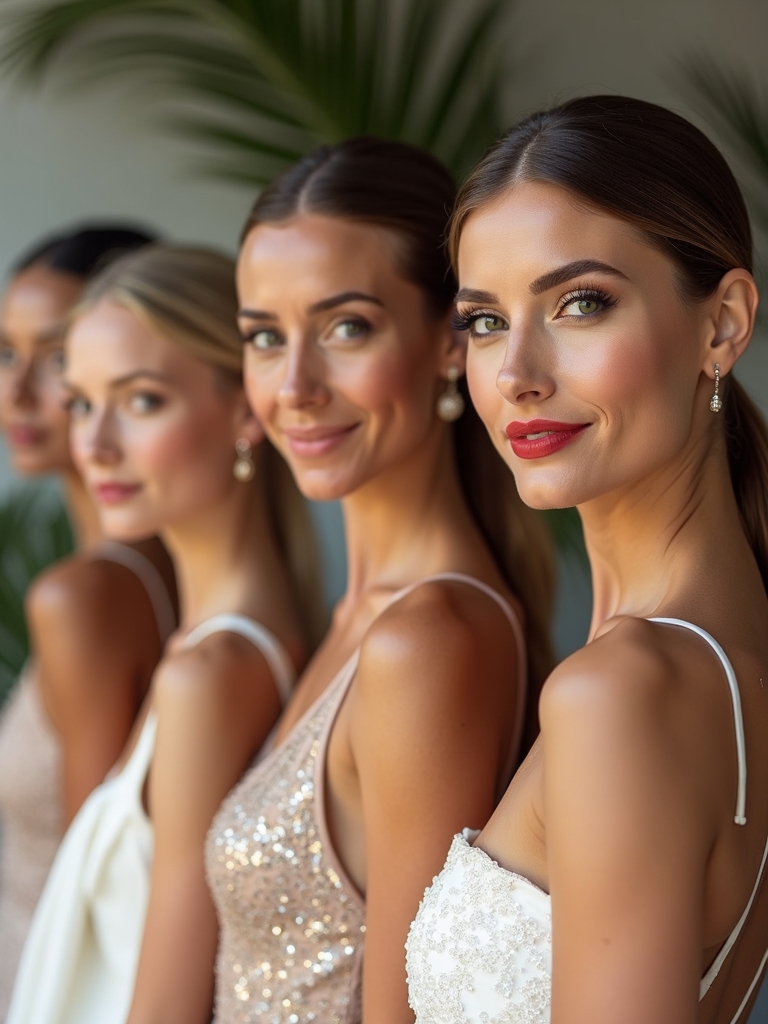 sleek ponytails for bridesmaids