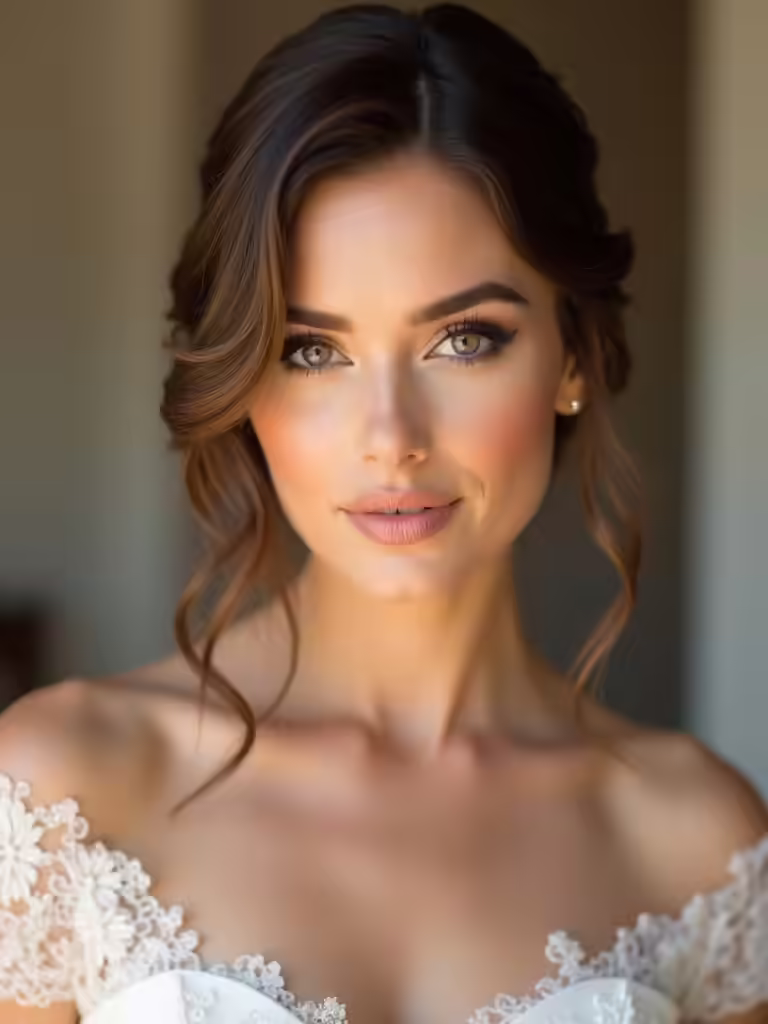 sleek romantic bridal hairstyle