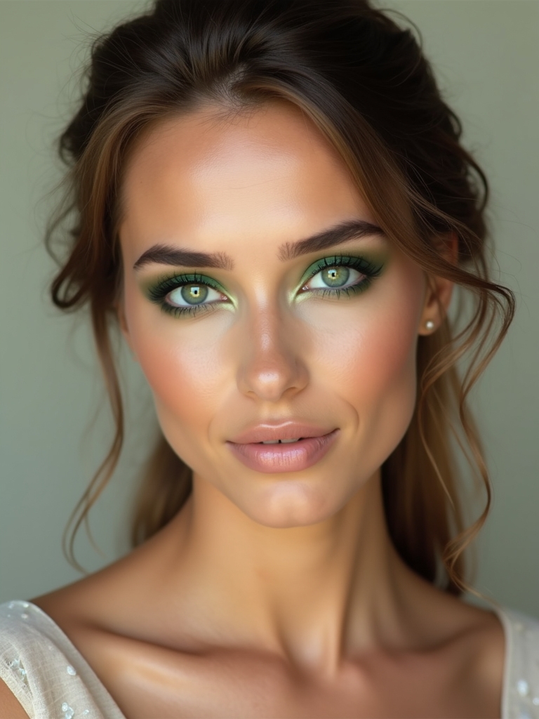 smoky green makeup elegance