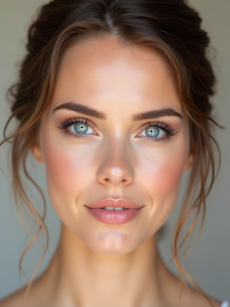 soft makeup enhances blue eyes