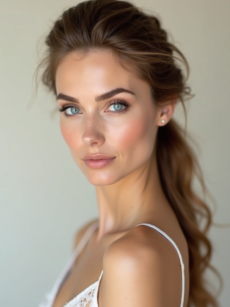 soft neutrals enhance blue eyes