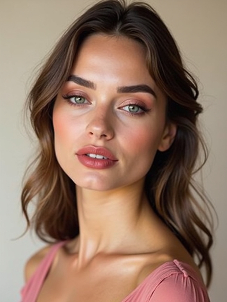 soft rosy cheeks and lips
