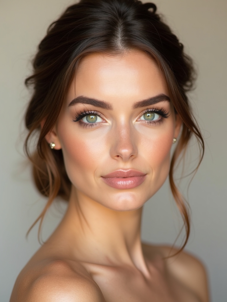 soft tones enhance green eyes