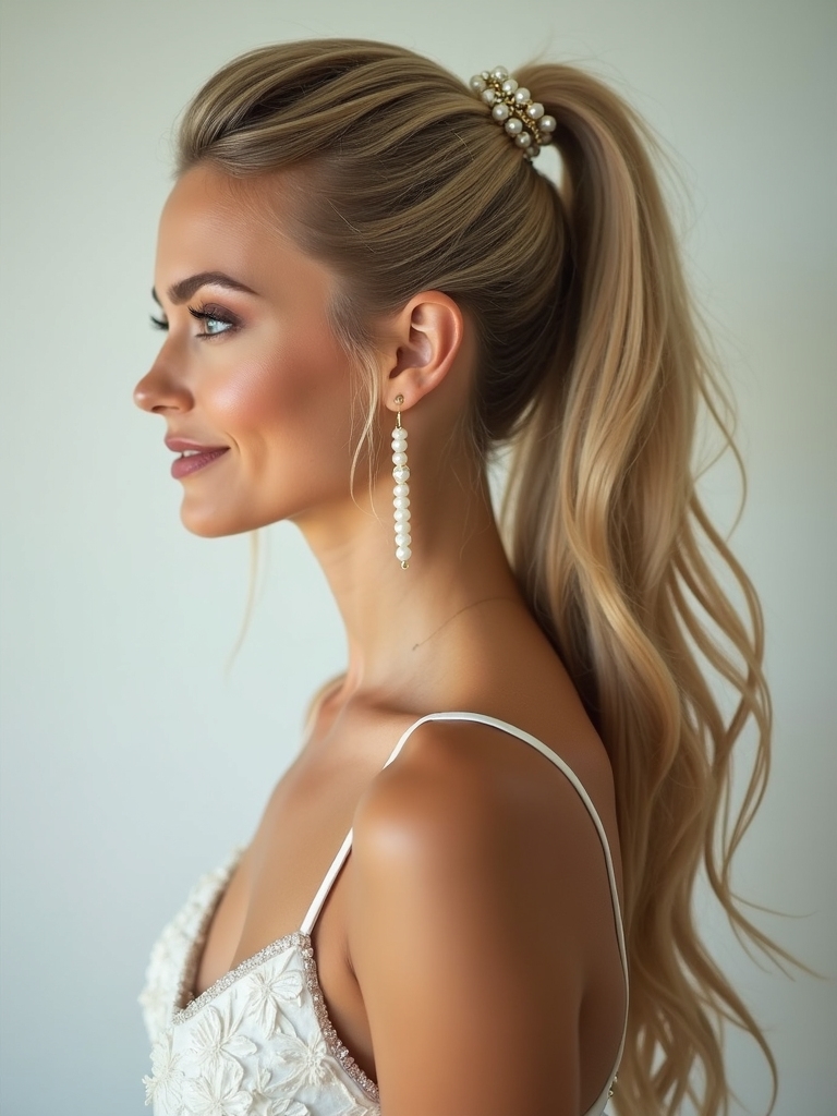 sparkling high drama ponytail