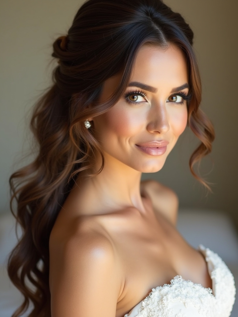 structured half up chignon style