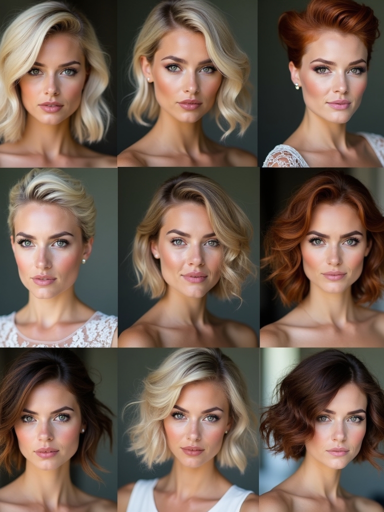 stylish short hair bridesmaids