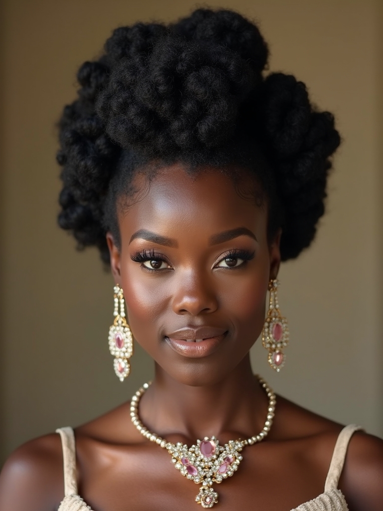 textured afro updo elegance