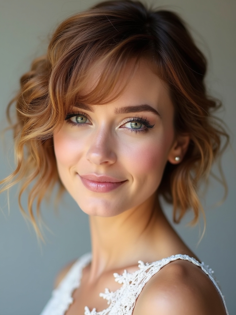 textured bob with half up twist