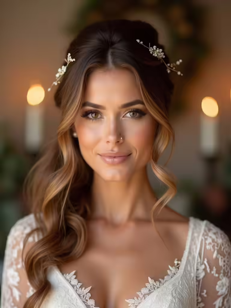 textured half up hairstyle elegance