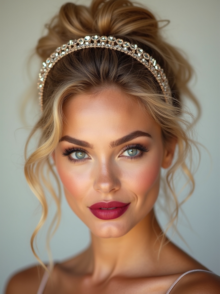 textured half up hairstyles elegantly adorned