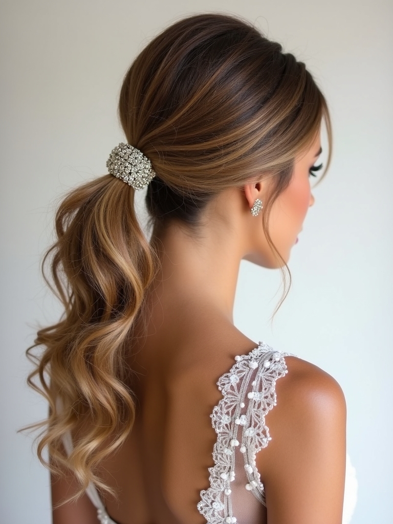 textured ponytails for brides