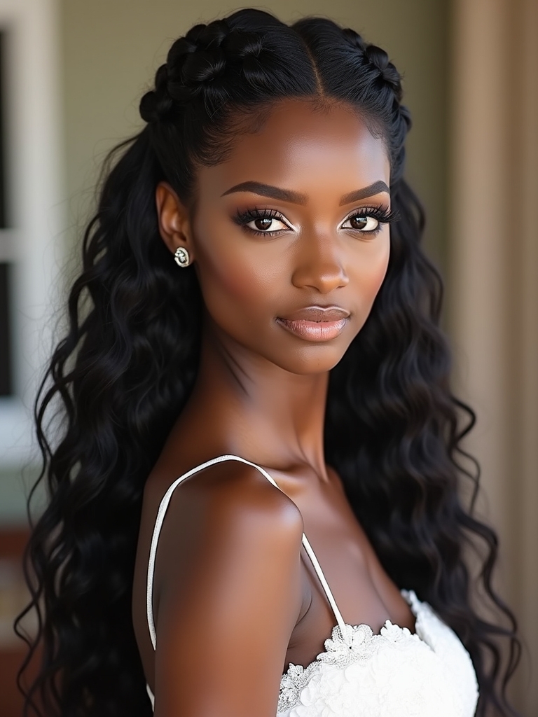 timeless romantic half up hairstyle