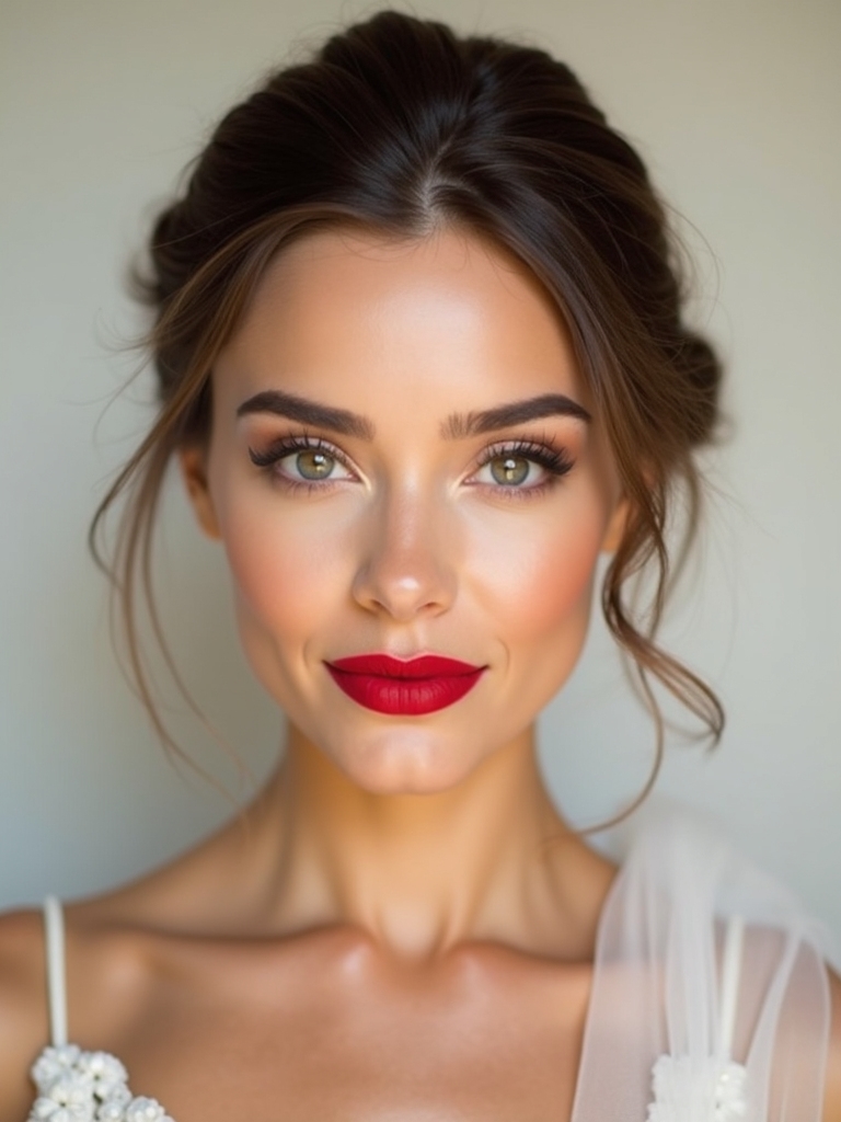 timeless updo bold lips