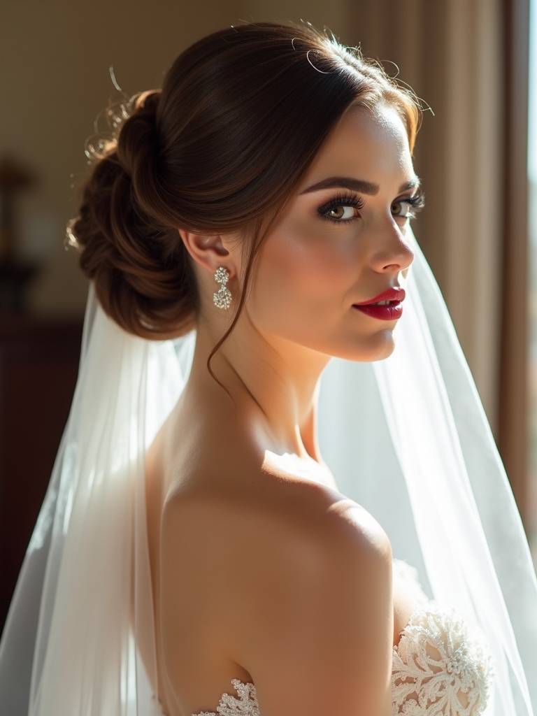 veil and chignon harmony