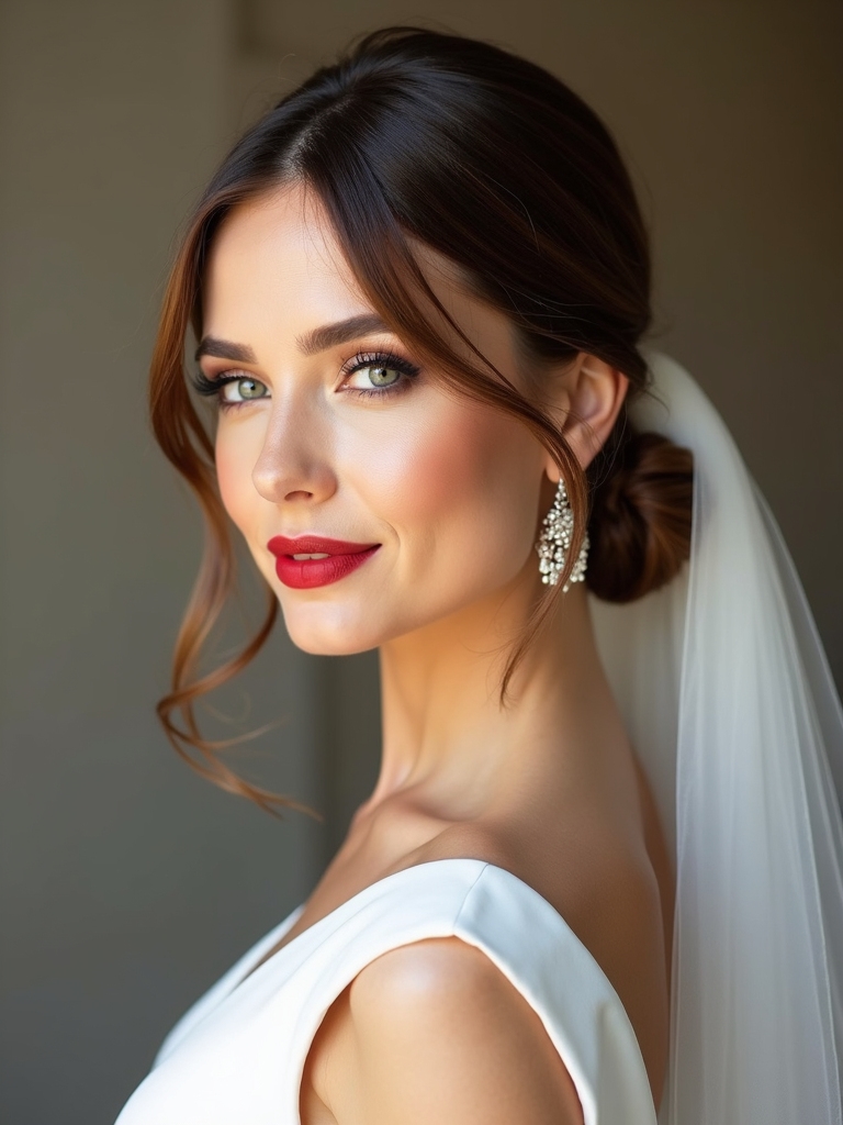 veil friendly low ponytail styling
