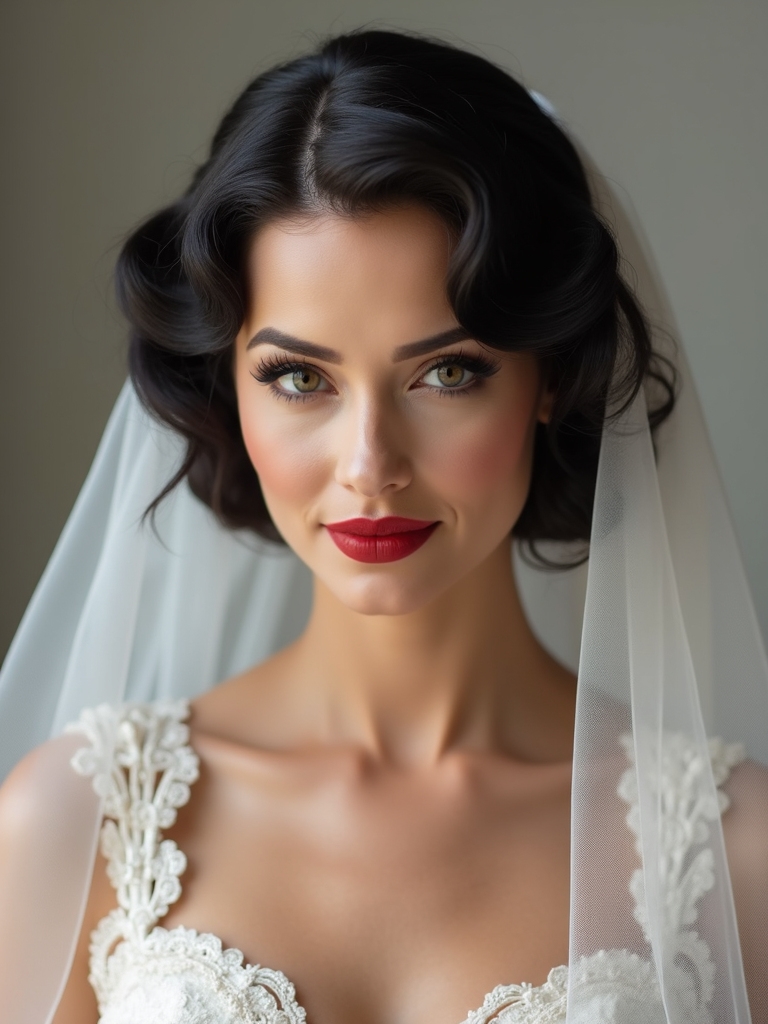 vintage waves modern veil