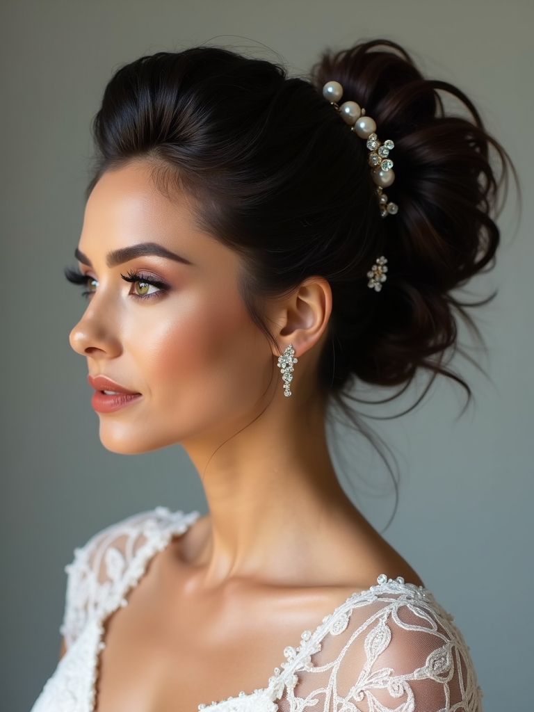voluminous ponytail with crystals