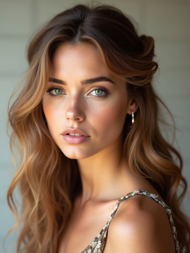 voluminous waves with half up twist