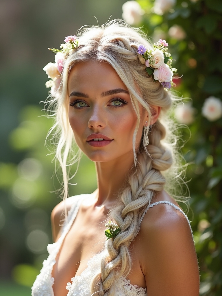 waterfall braid with flowers